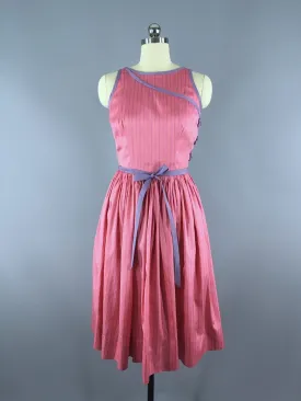 1960s Vintage Pink Silk Cocktail Dress