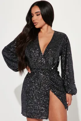 Adeline Sequin Mini Dress - Gunmetal