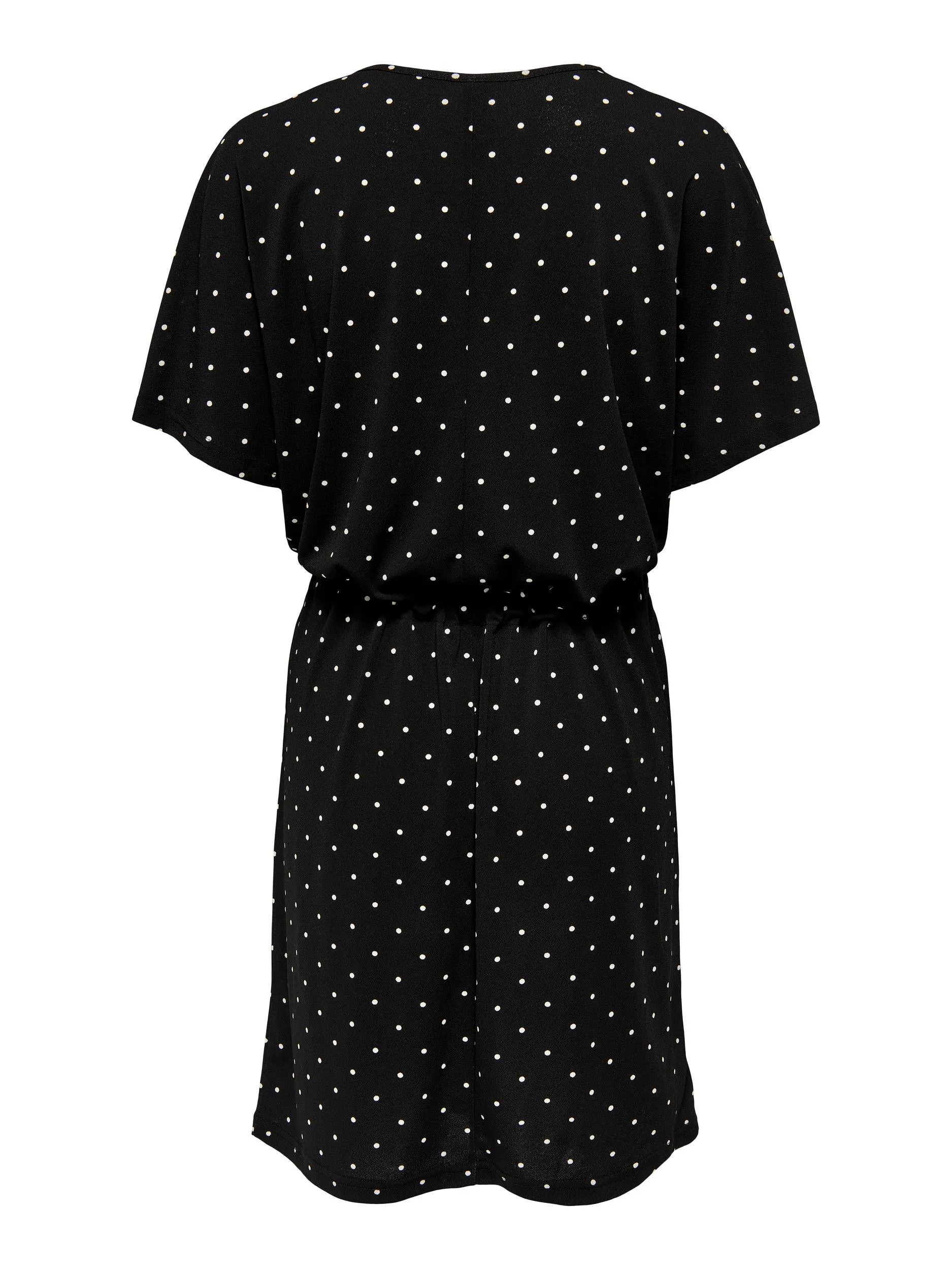 Alina Short Sleeved Dress - Black/White Dots