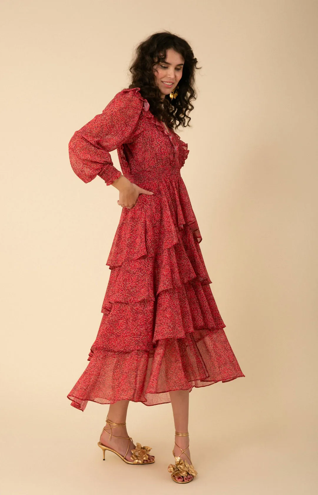 Alma Tiered Chiffon Dress
