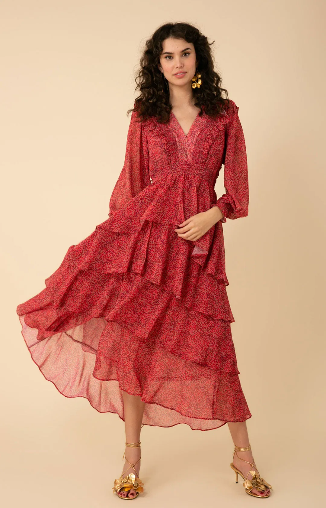 Alma Tiered Chiffon Dress