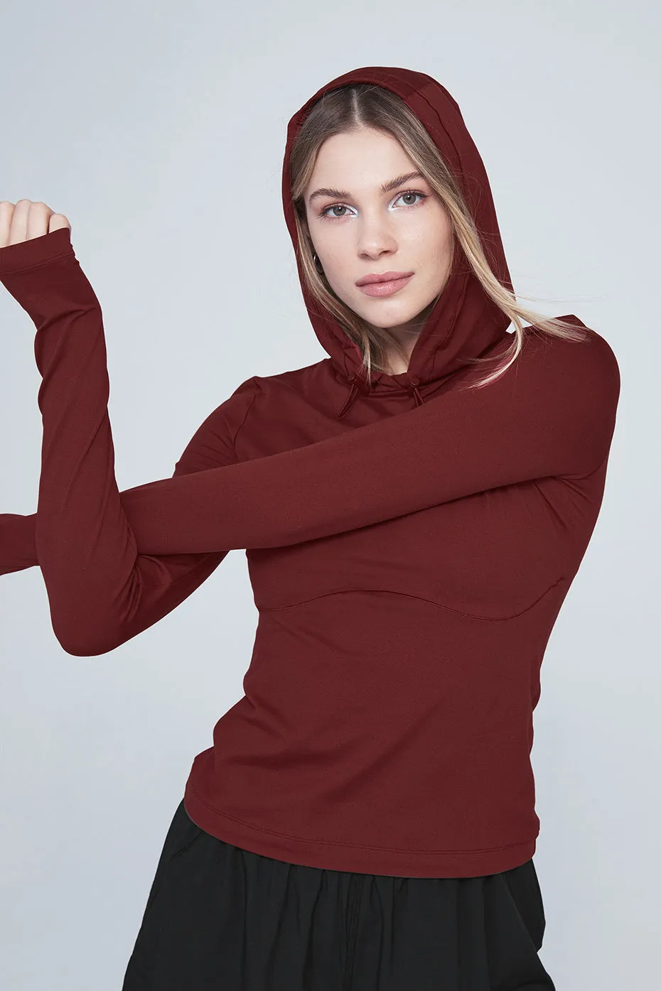 Alosoft Hooded Runner Long Sleeve - Cranberry