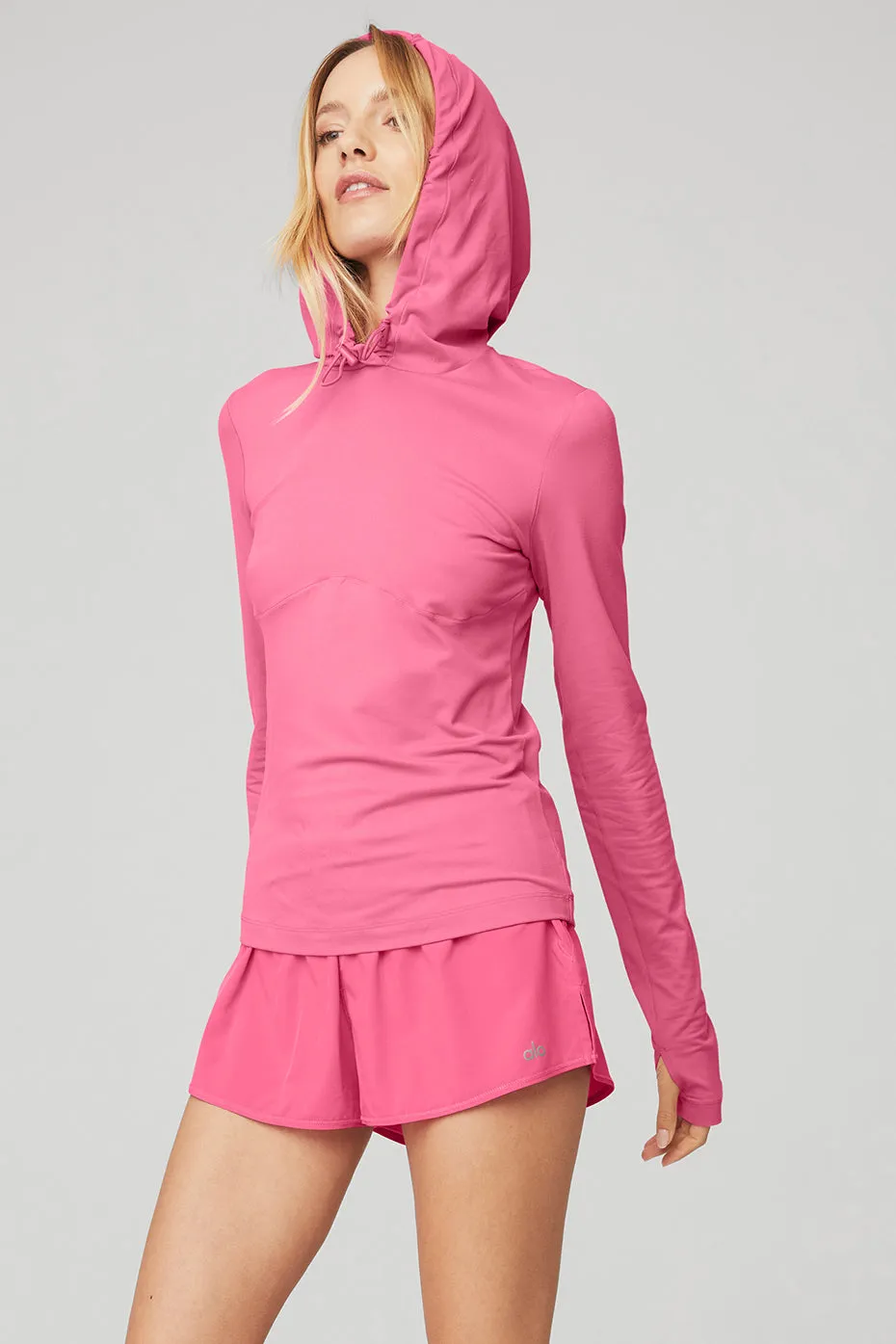 Alosoft Hooded Runner Long Sleeve - Pink Fuchsia