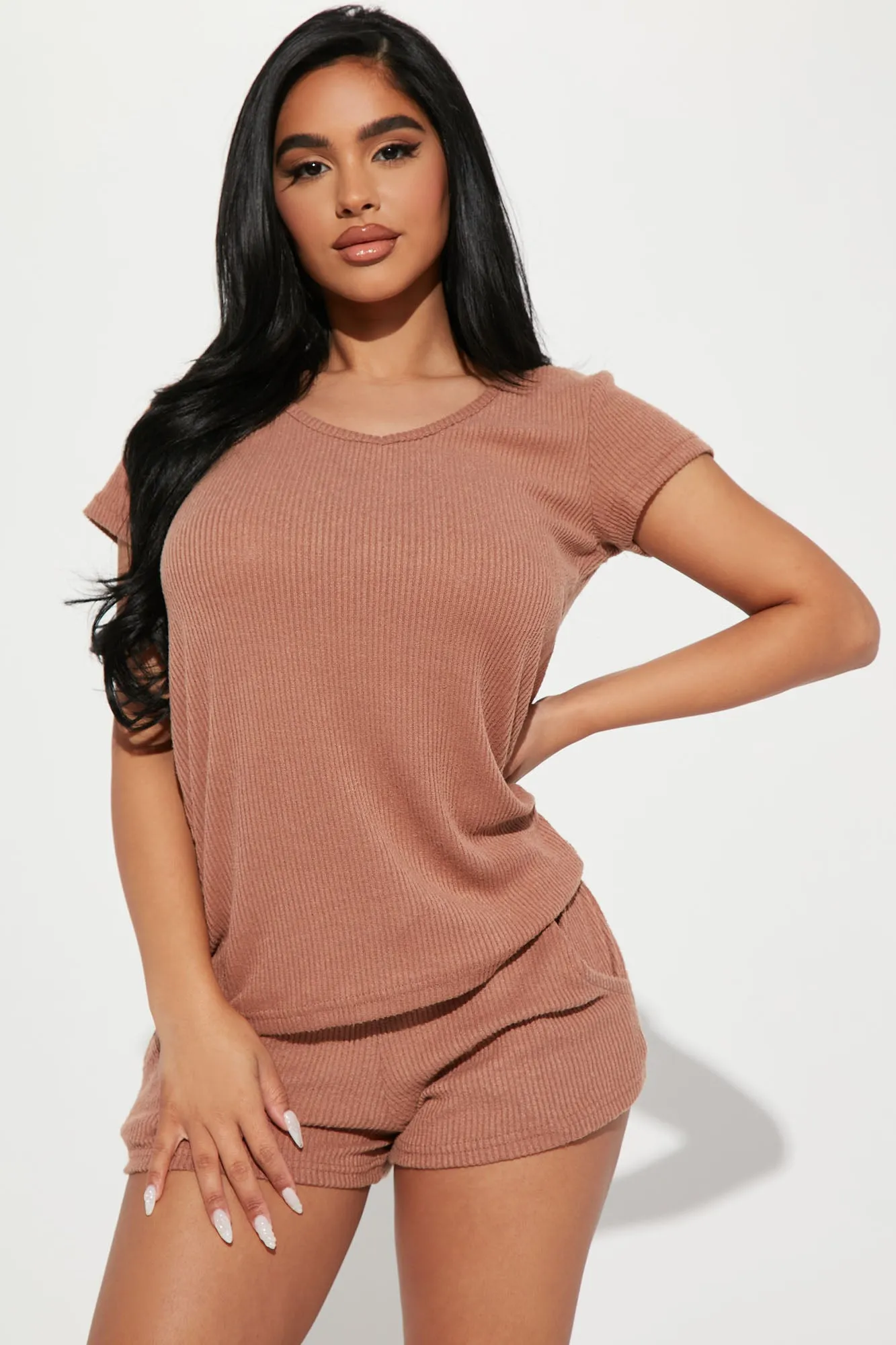 Always Napping PJ Short Set - Mocha