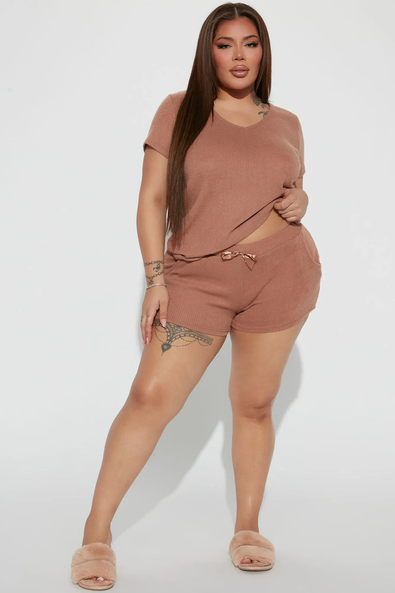 Always Napping PJ Short Set - Mocha