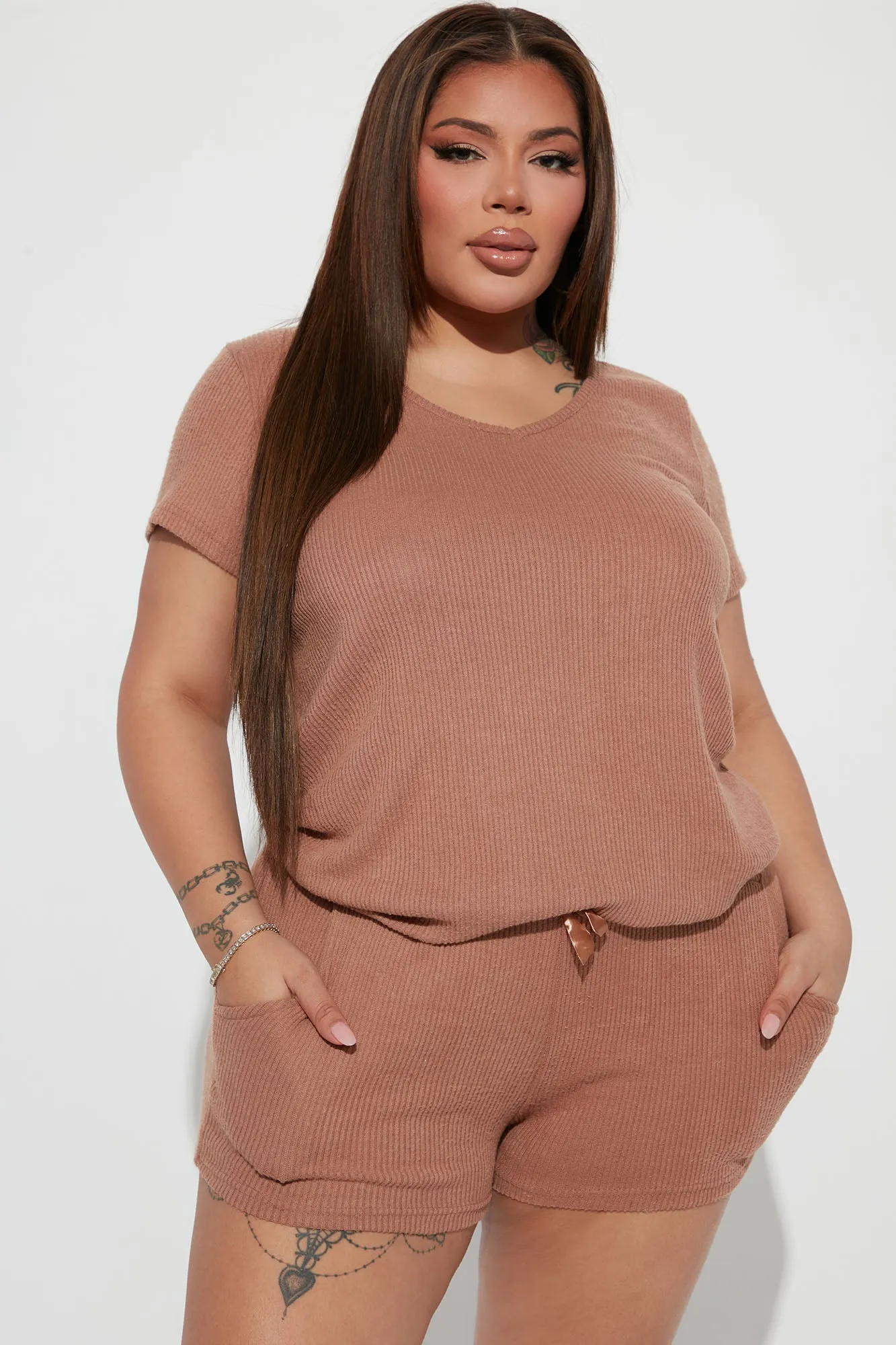 Always Napping PJ Short Set - Mocha