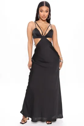 Alysha Satin Maxi Dress - Black