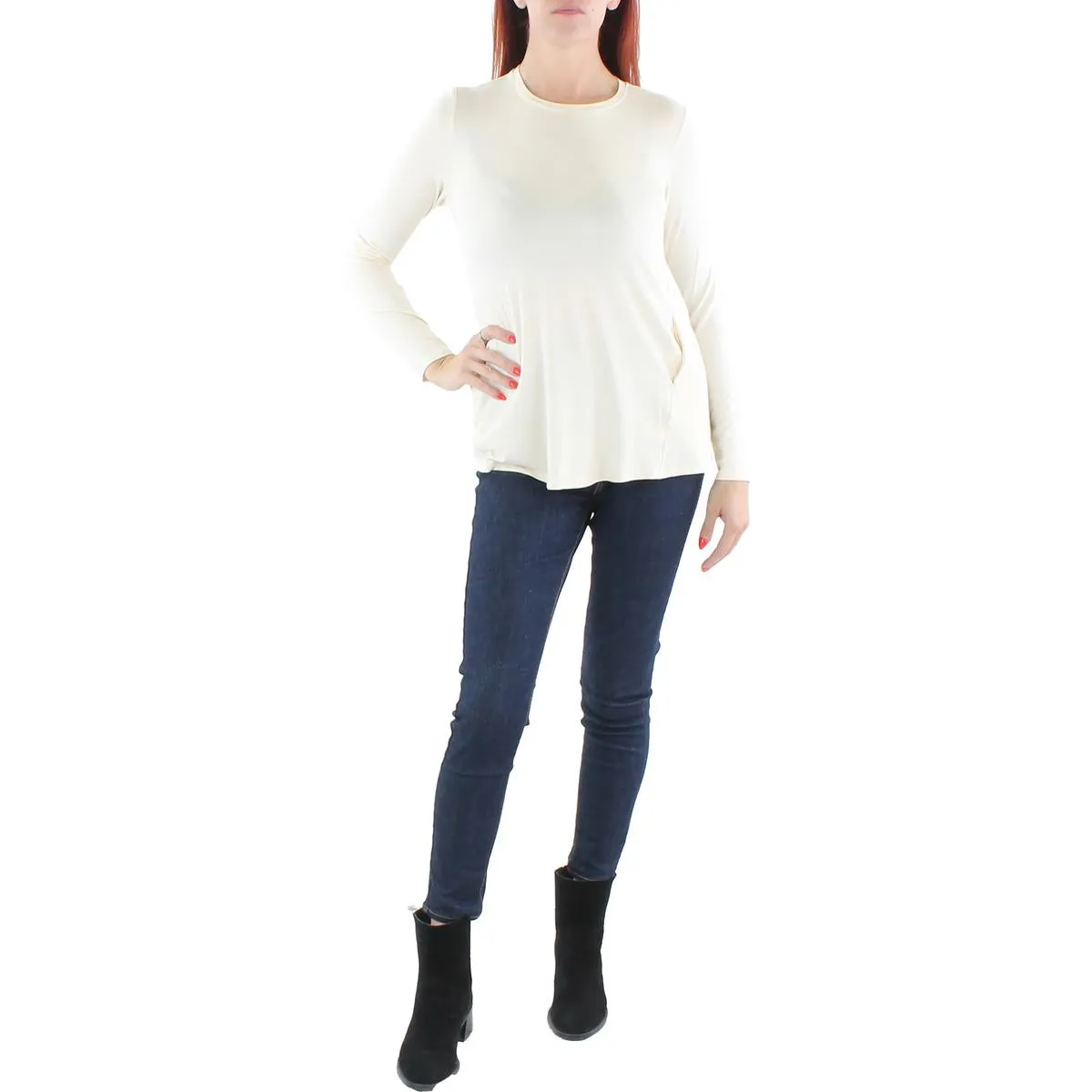 &BASICS Womens Crewneck Long Sleeve T-Shirt