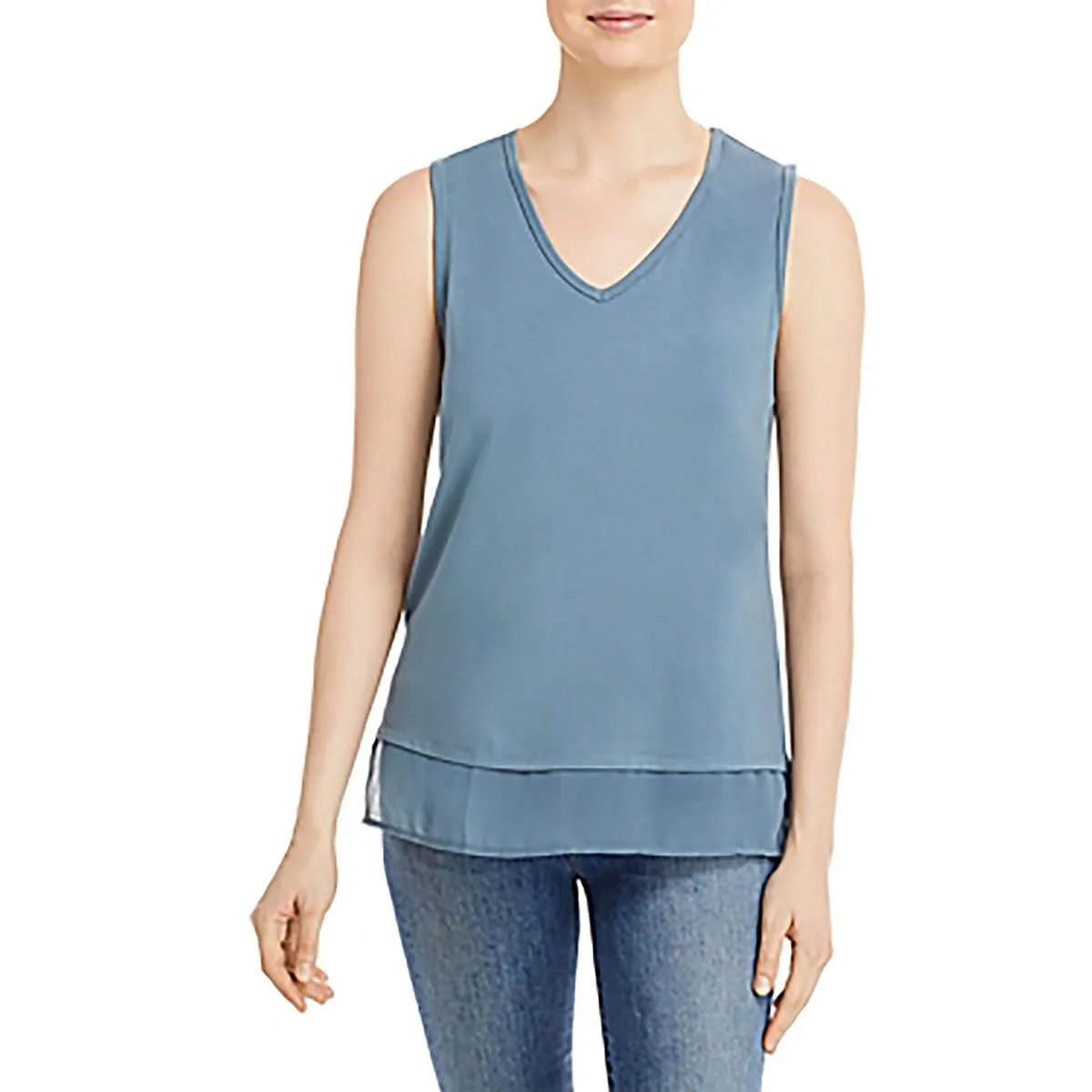 &BASICS Womens V-Neck Knitted Blouse