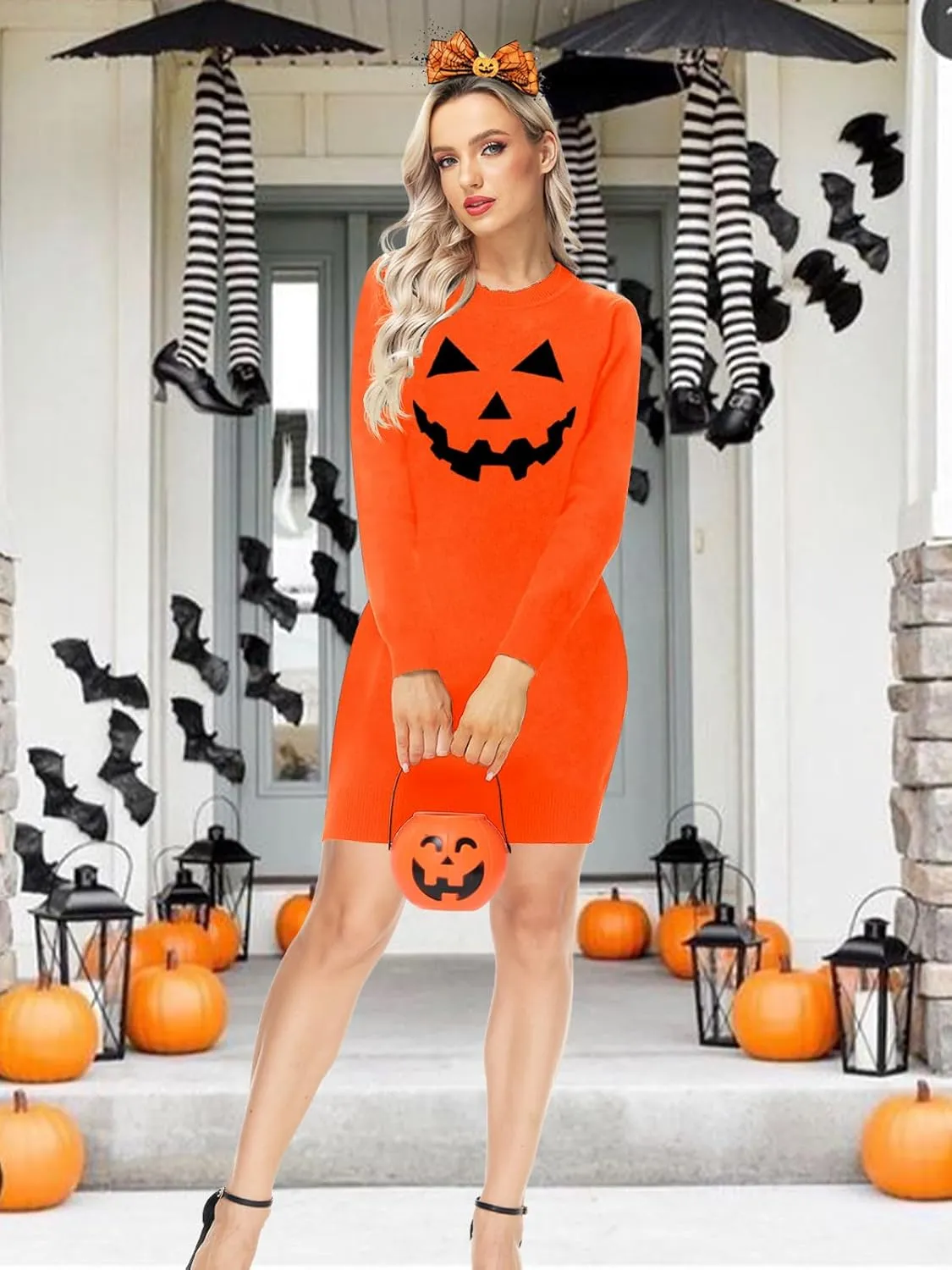 AOBUTE Women Christmas Sweater Dress Funny Holiday Ugly Kint Pullover
