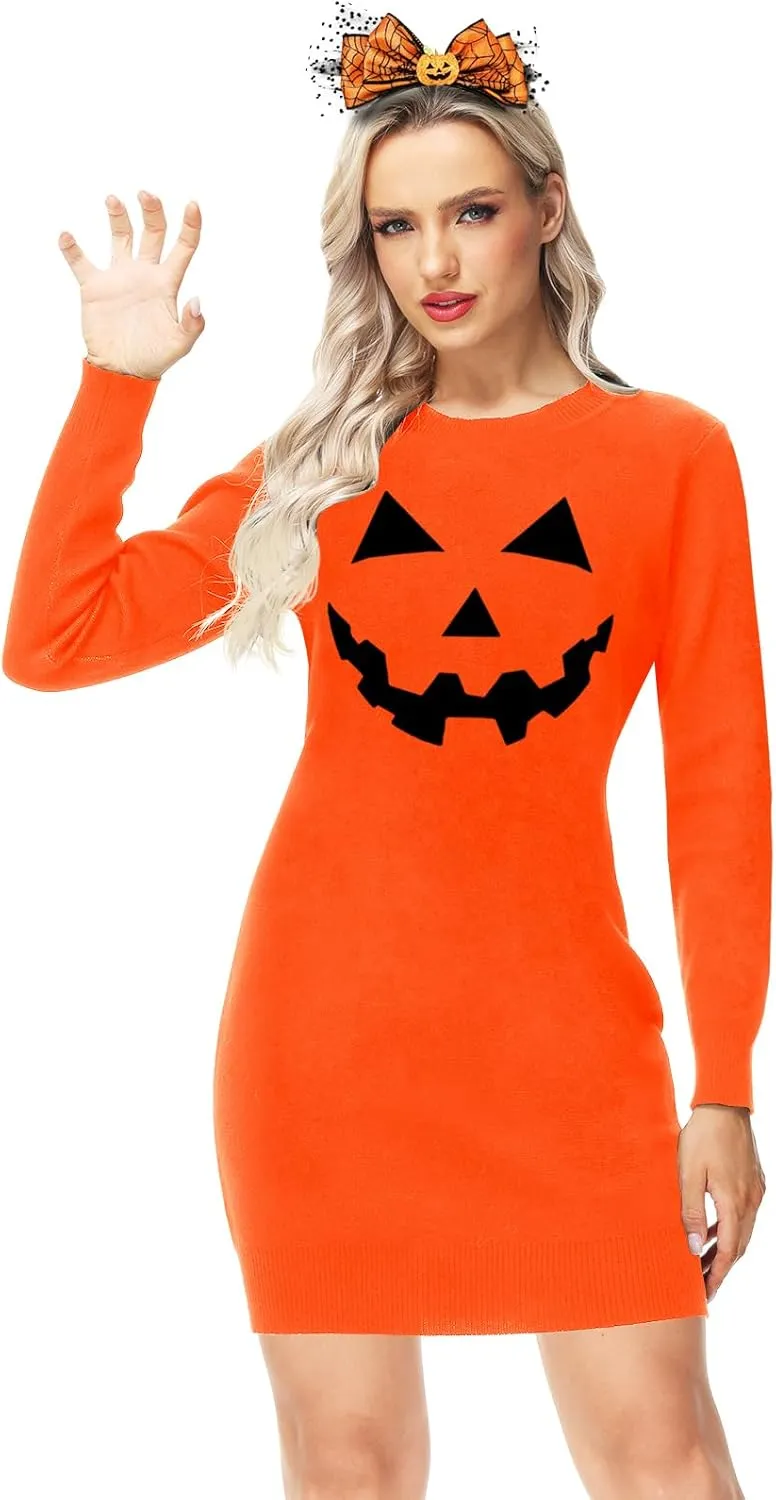 AOBUTE Women Christmas Sweater Dress Funny Holiday Ugly Kint Pullover