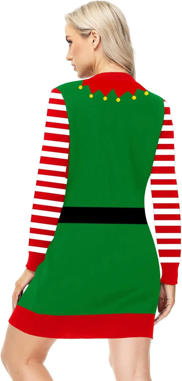 AOBUTE Women Christmas Sweater Dress Funny Holiday Ugly Kint Pullover
