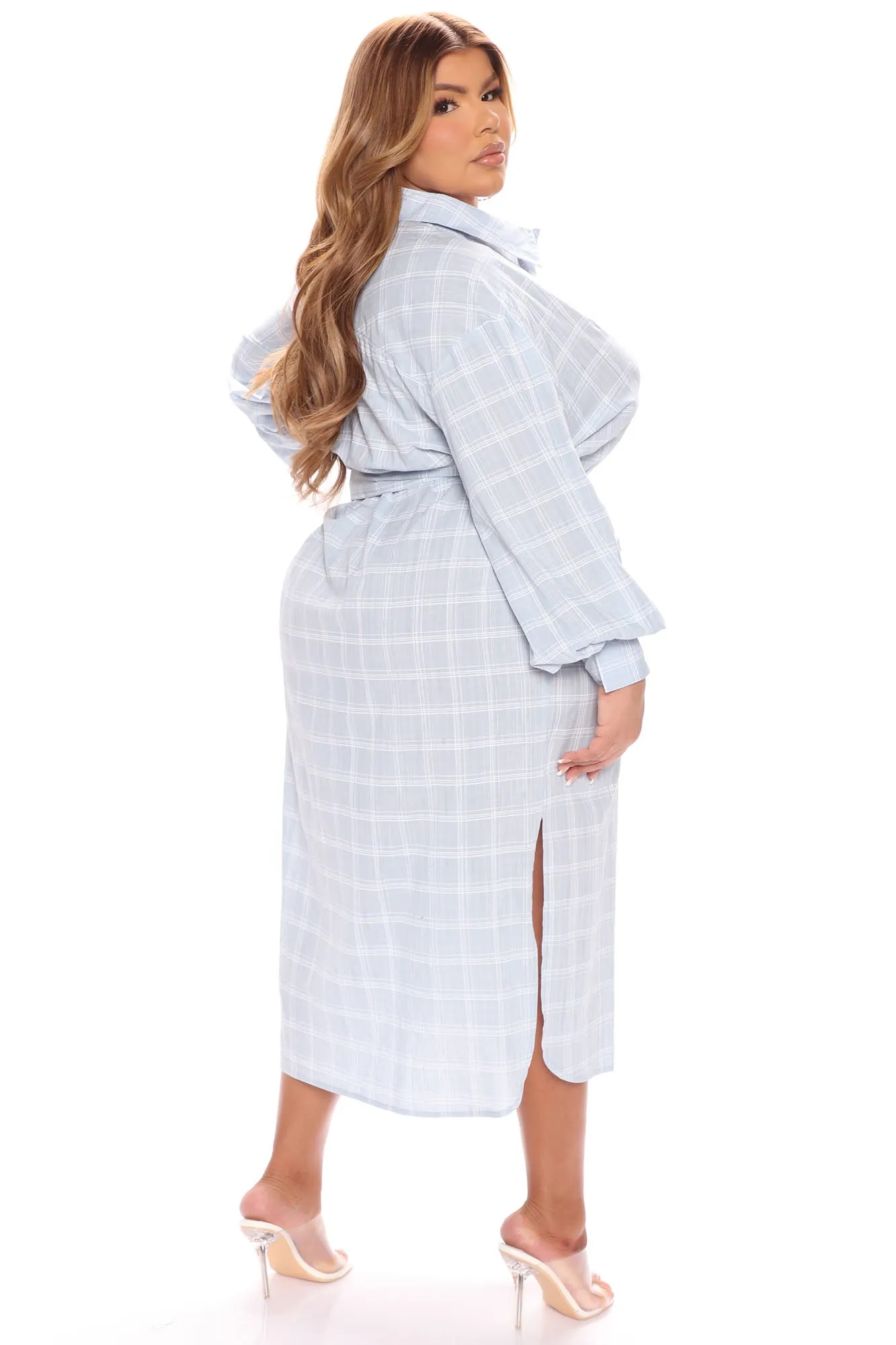 Beach Picnics Shirt Dress - Light Blue