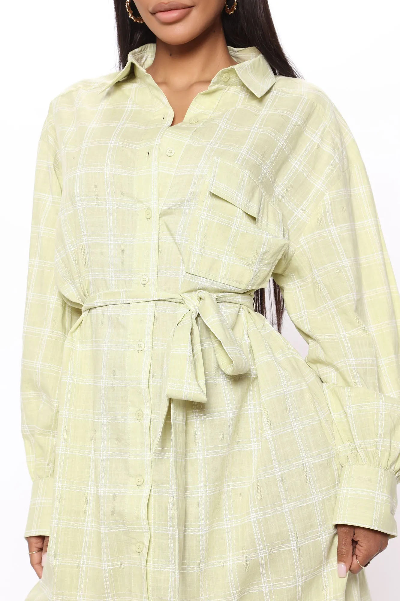 Beach Picnics Shirt Dress - Lime