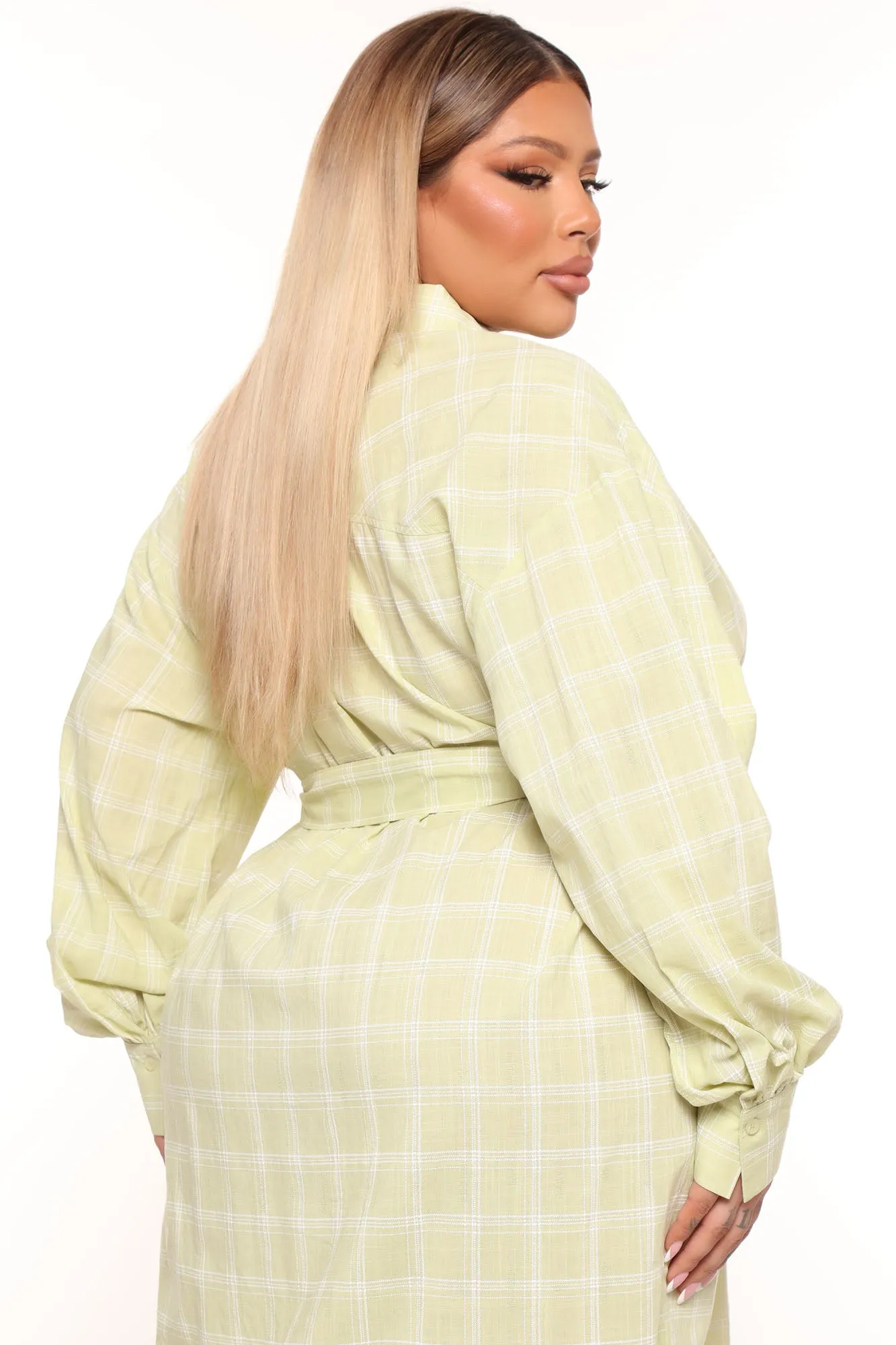 Beach Picnics Shirt Dress - Lime