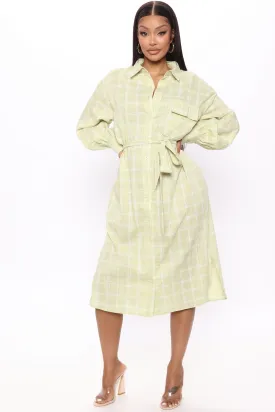 Beach Picnics Shirt Dress - Lime