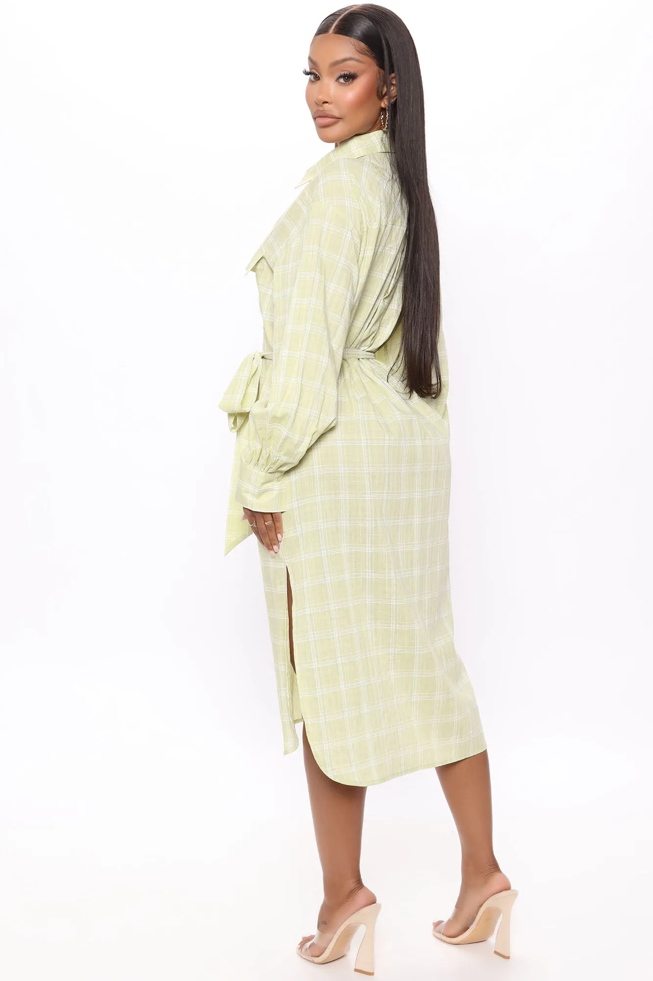 Beach Picnics Shirt Dress - Lime