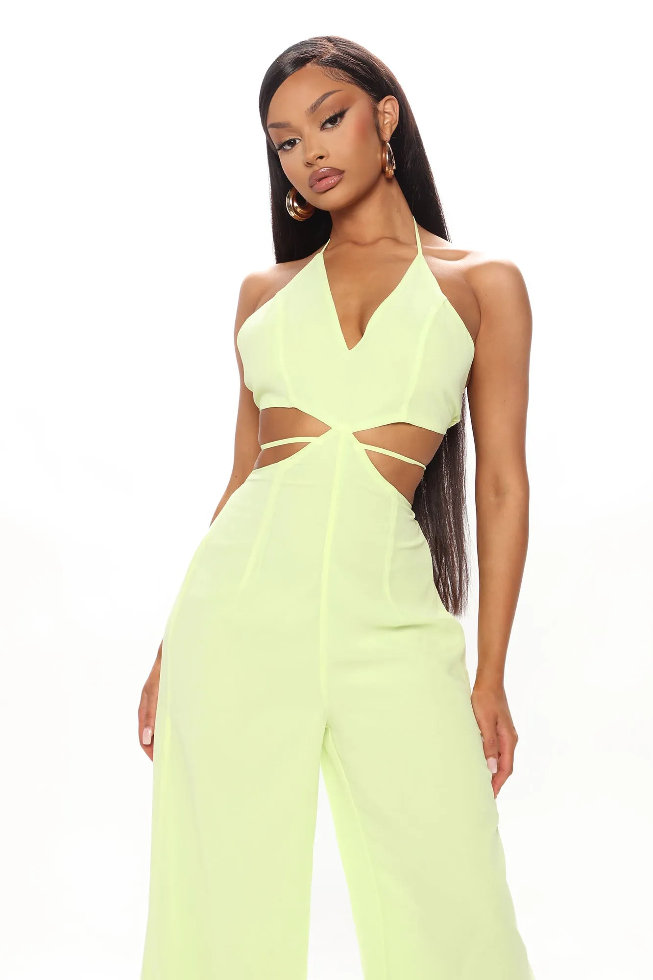 Beach Views Chiffon Jumpsuit - Lime