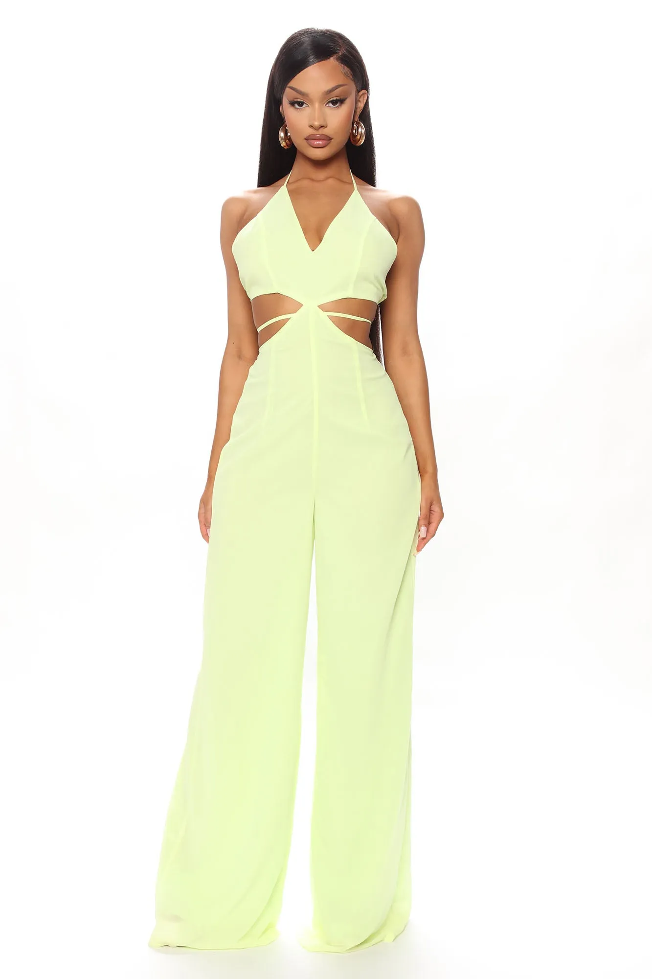 Beach Views Chiffon Jumpsuit - Lime