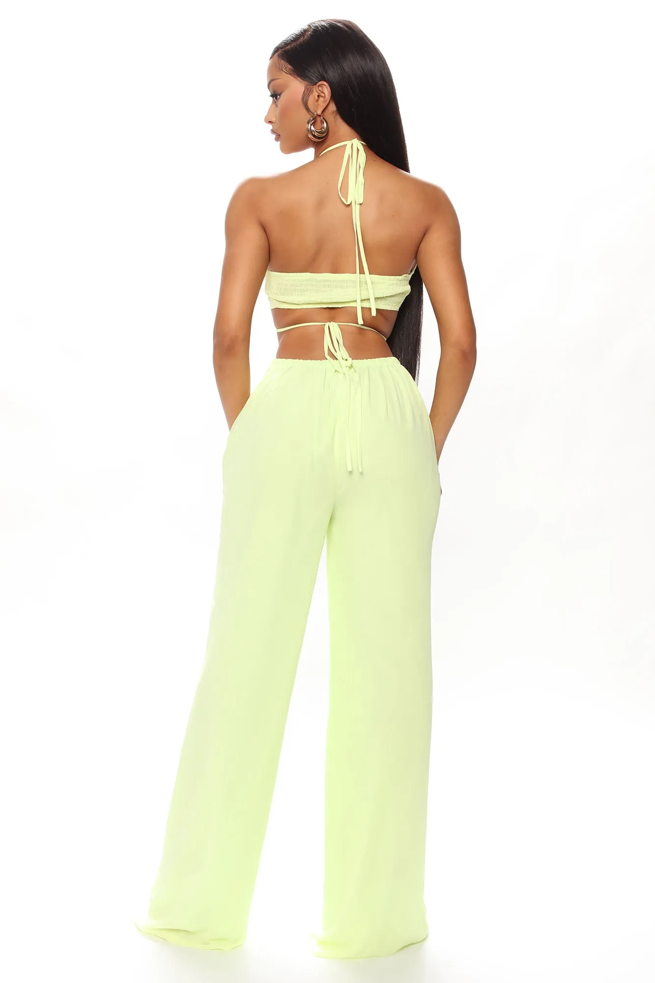 Beach Views Chiffon Jumpsuit - Lime