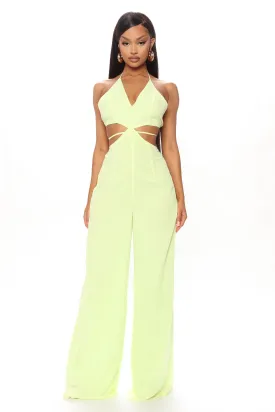 Beach Views Chiffon Jumpsuit - Lime