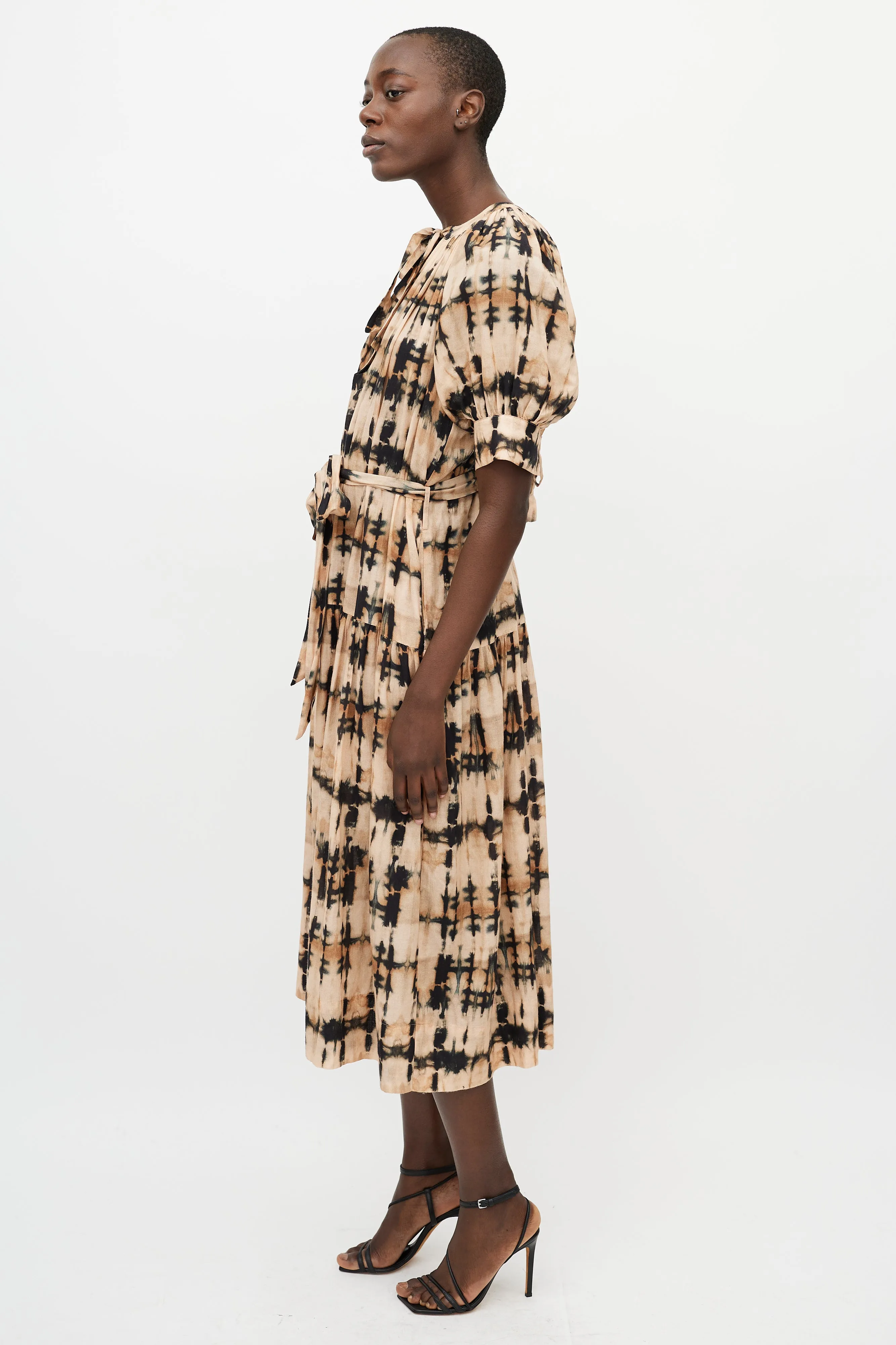 Beige & Black Tie Dye Dress
