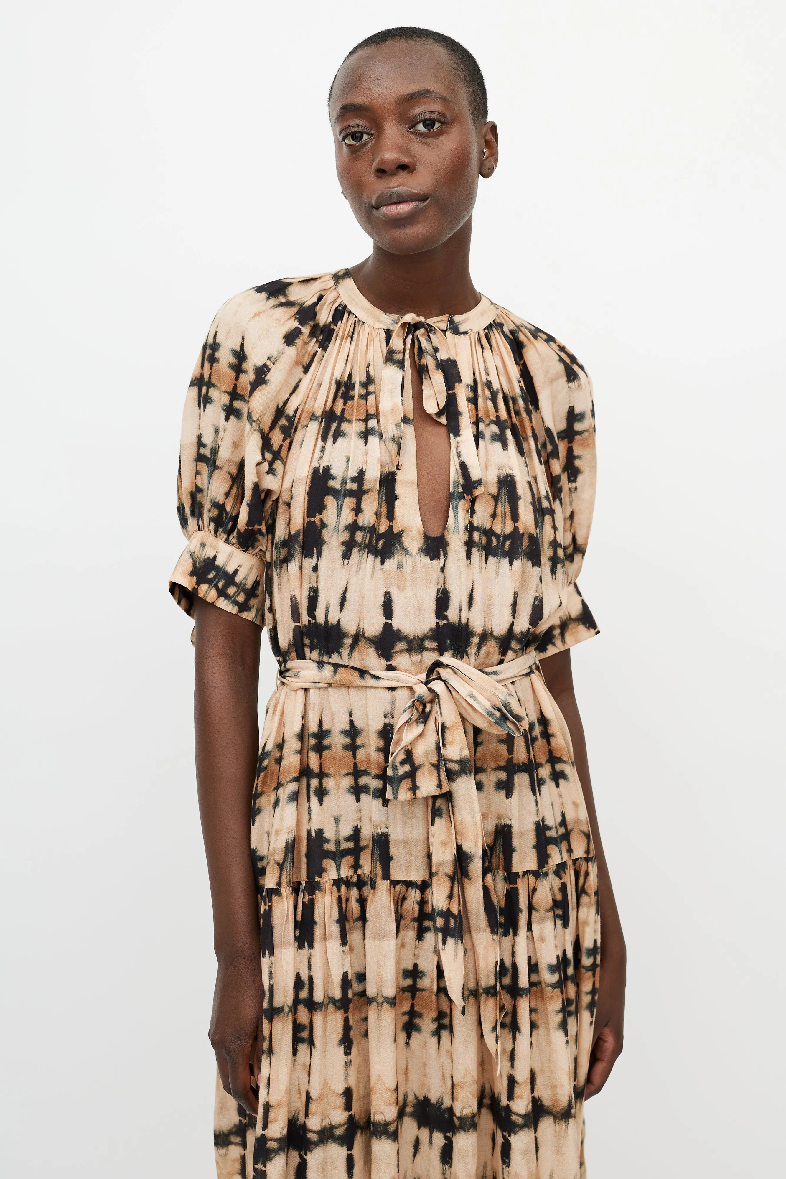 Beige & Black Tie Dye Dress