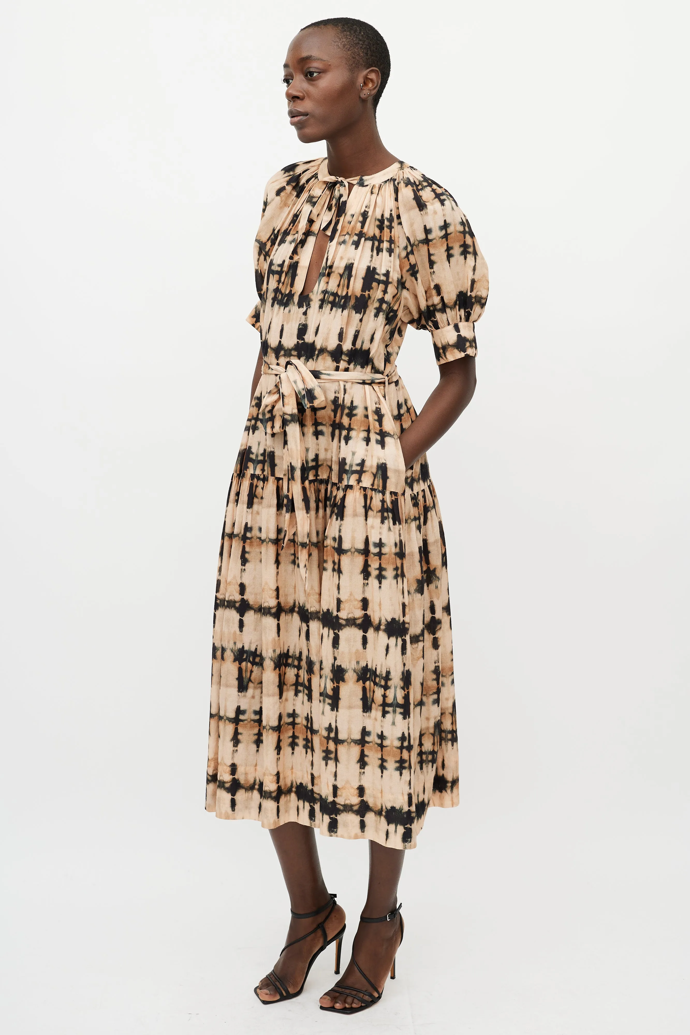 Beige & Black Tie Dye Dress