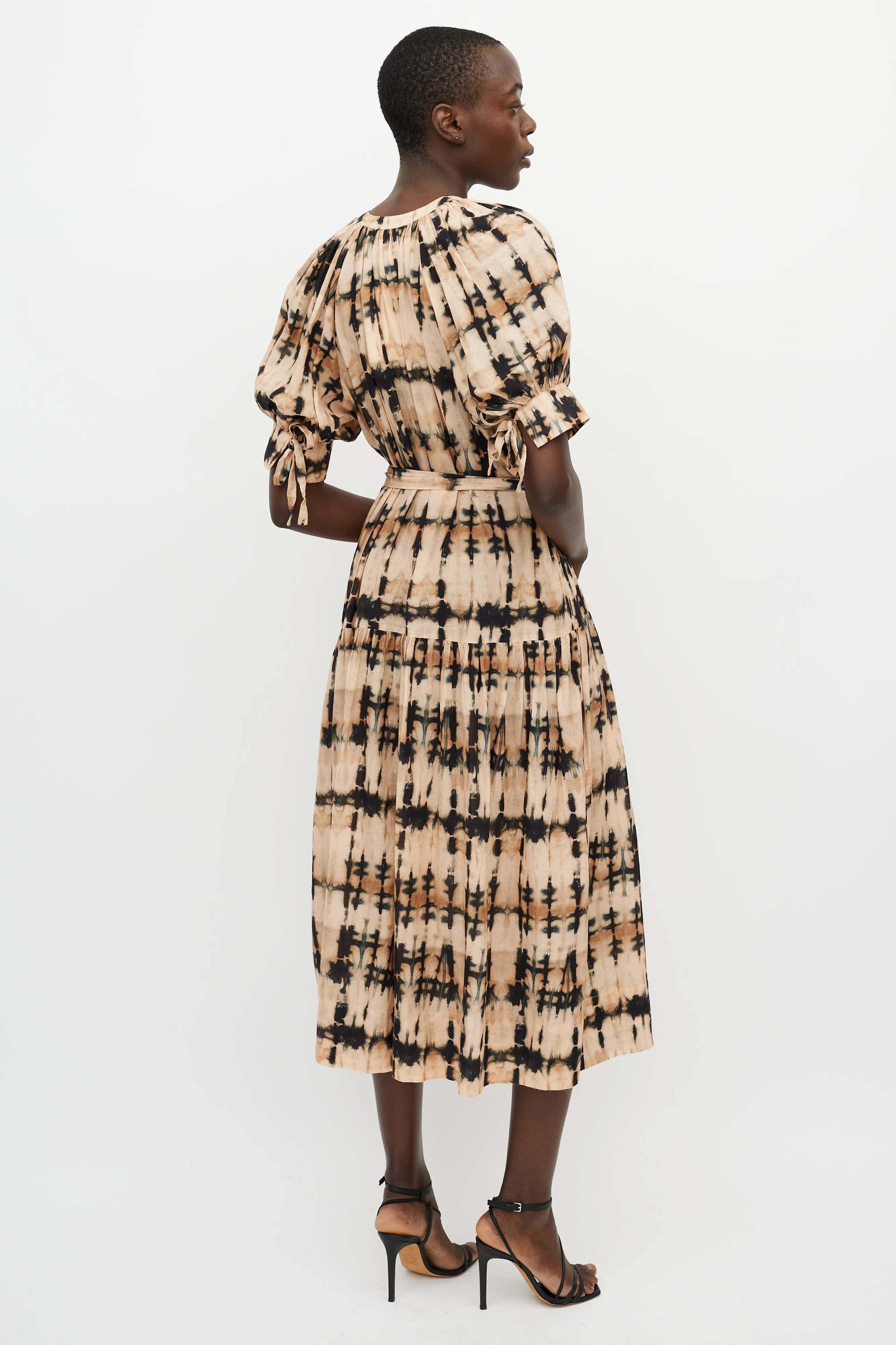 Beige & Black Tie Dye Dress
