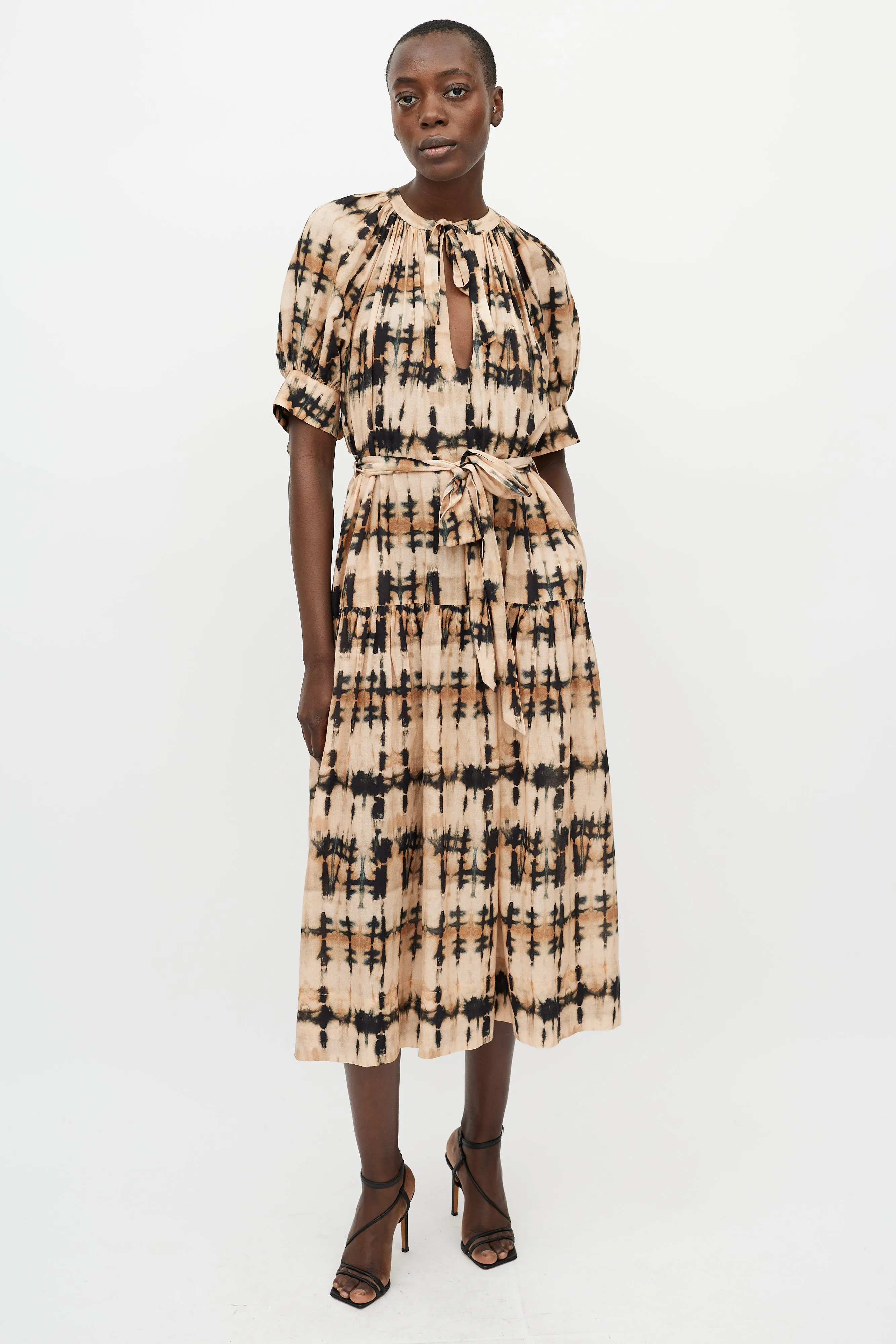 Beige & Black Tie Dye Dress