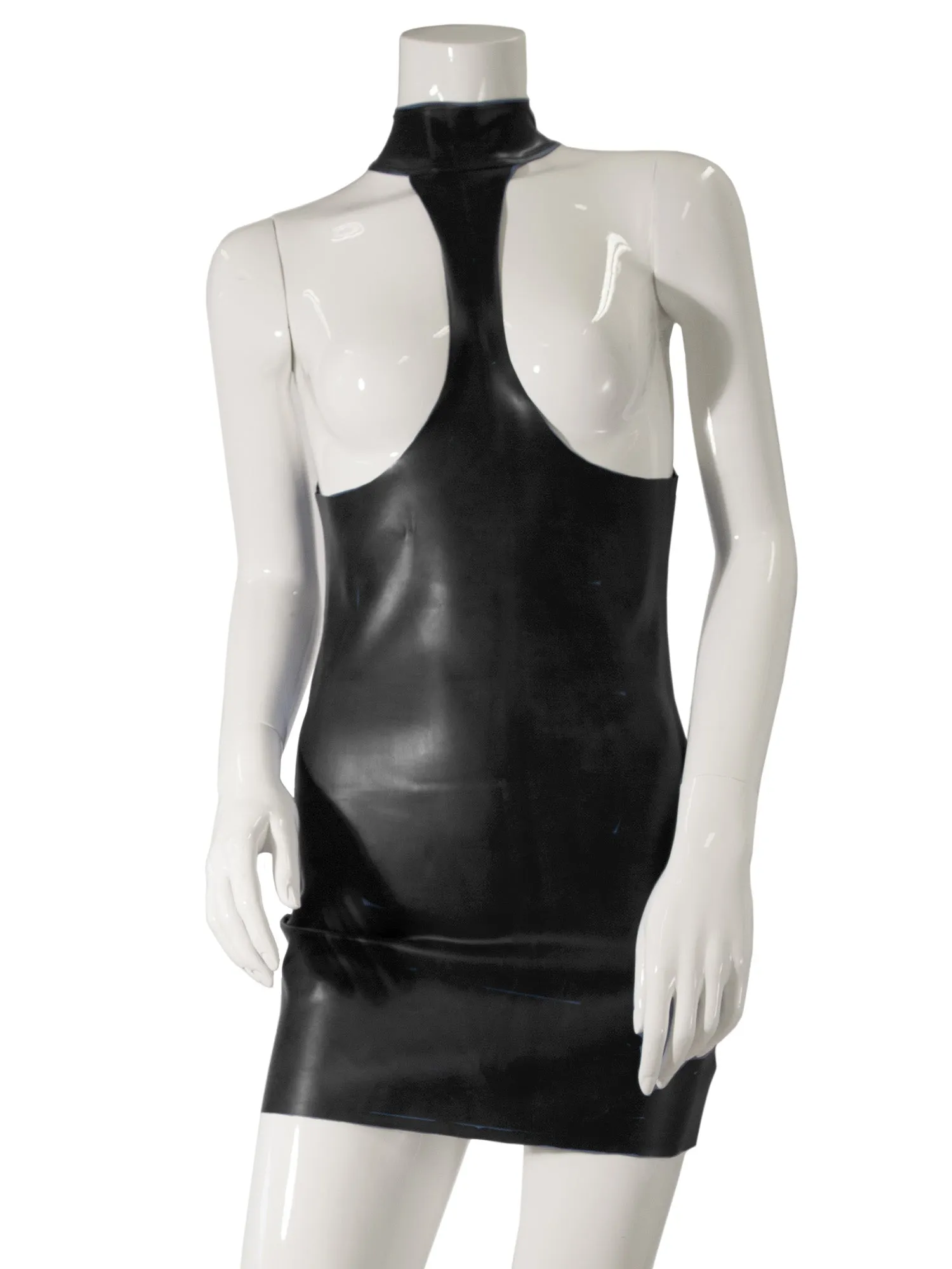 Black Datex Collared Exposure Dress