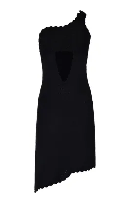 BLACK LIYA SINGLE SLEEVE KNITTED DRESS
