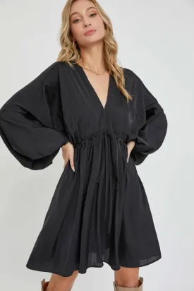 Black Satin Midi Dress