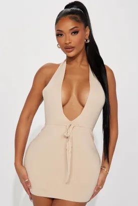 Blessing U Knitted Mini Dress - Tan