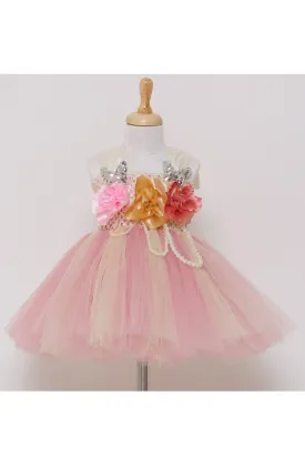 Blush pink knee length tutu dress