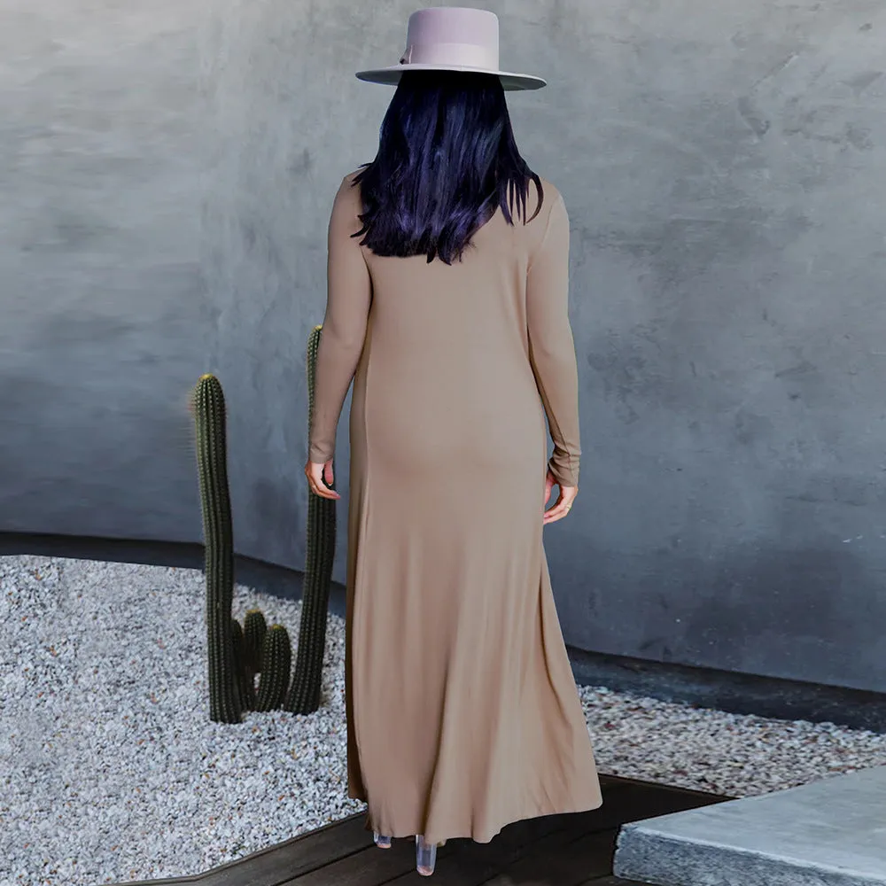 Casual Knit Cardigan & Tube Dress Long-Sleeved Solid Color Wholesale Womens 2 Piece Sets
