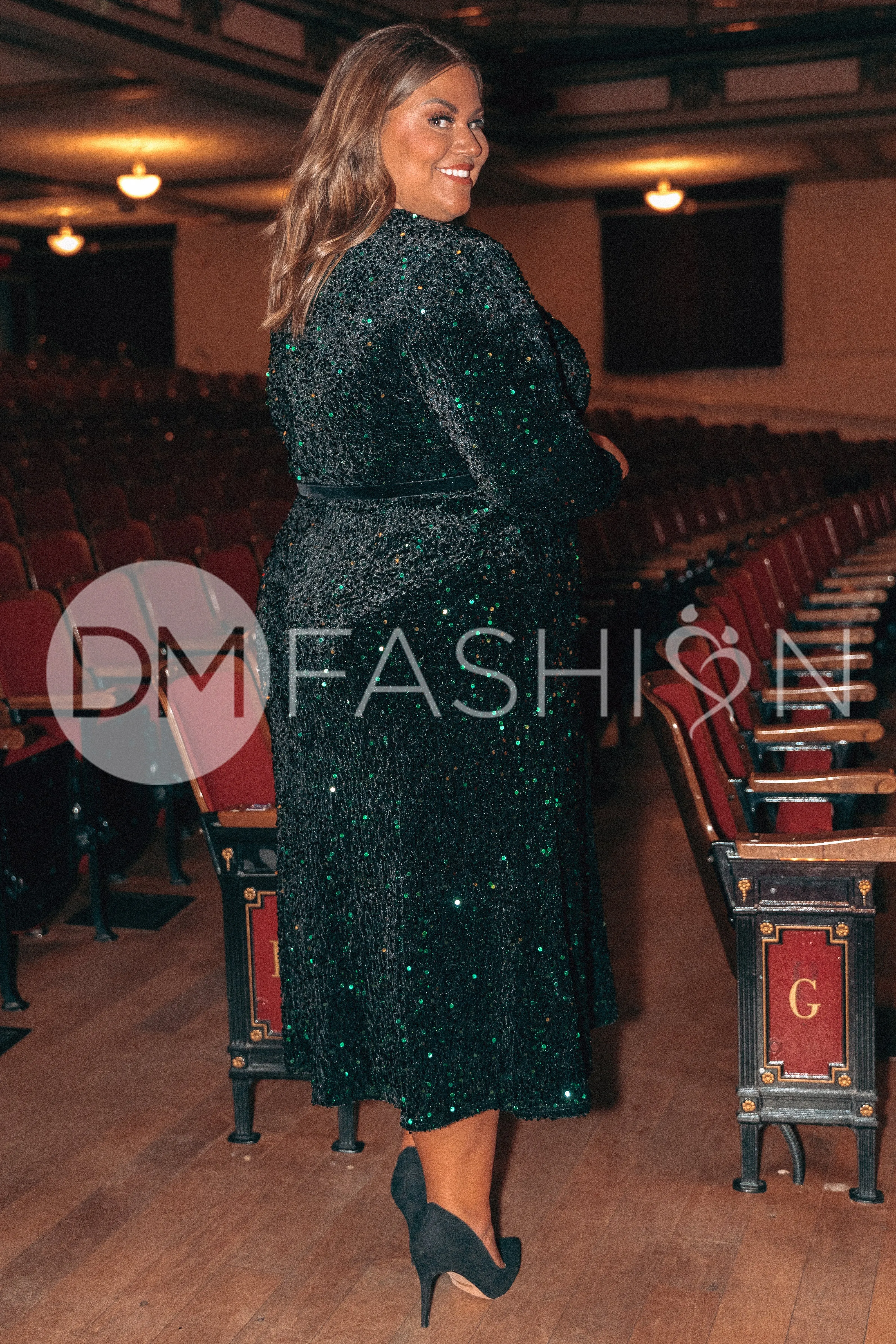 Catherine Black Emerald Sequin Dress - DM Exclusive - Maternity Friendly
