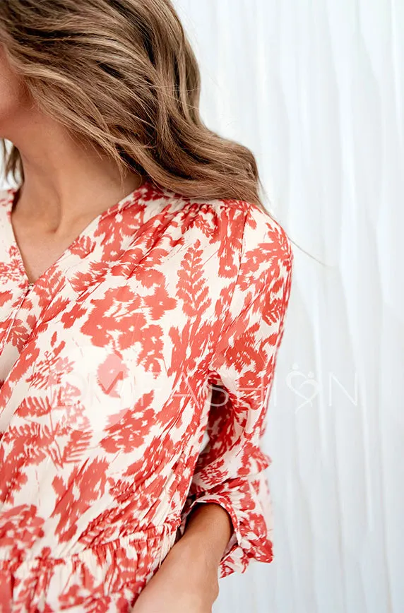 Chanel Autumn Floral Gold Stripe Maxi - DM Exclusive- Nursing Friendly- Maternity Friendly- Restocked
