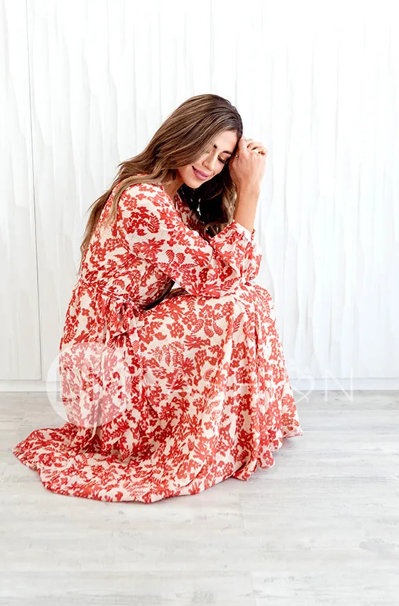 Chanel Autumn Floral Gold Stripe Maxi - DM Exclusive- Nursing Friendly- Maternity Friendly- Restocked