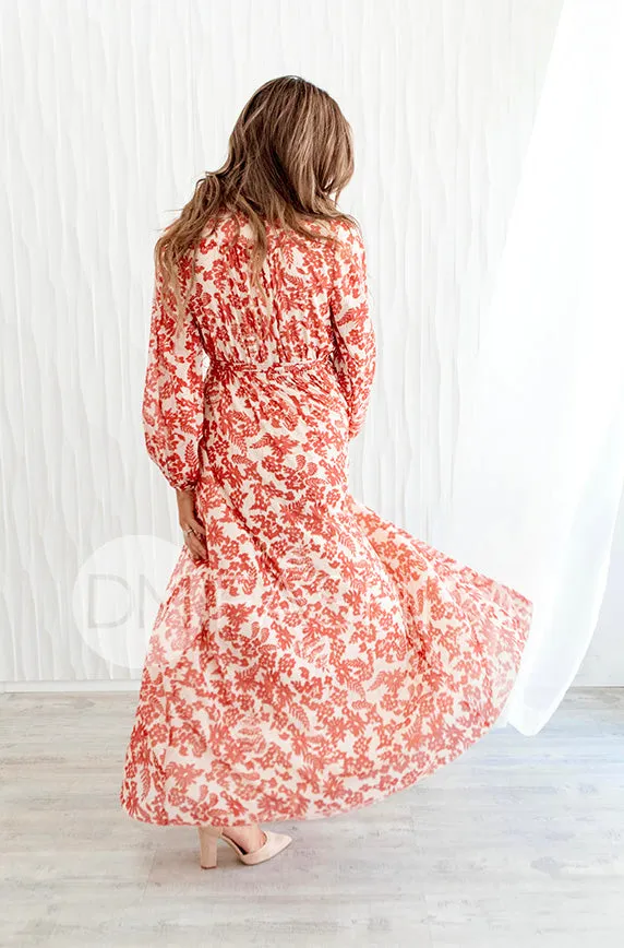 Chanel Autumn Floral Gold Stripe Maxi - DM Exclusive- Nursing Friendly- Maternity Friendly- Restocked