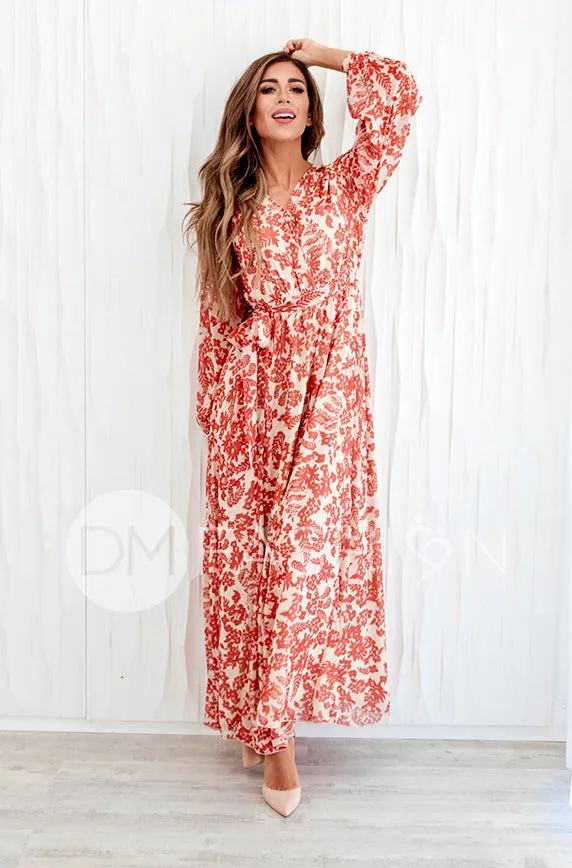 Chanel Autumn Floral Gold Stripe Maxi - DM Exclusive- Nursing Friendly- Maternity Friendly- Restocked