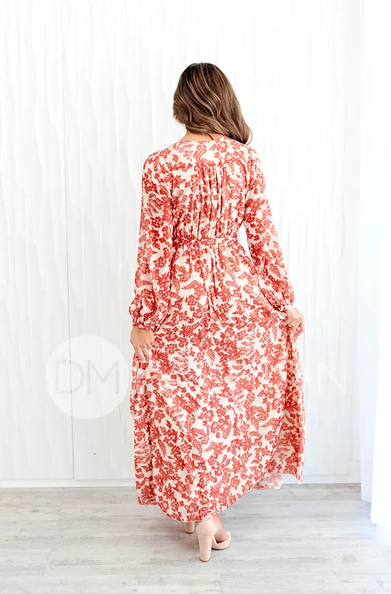 Chanel Autumn Floral Gold Stripe Maxi - DM Exclusive- Nursing Friendly- Maternity Friendly- Restocked