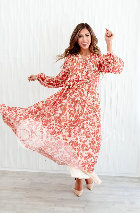 Chanel Autumn Floral Gold Stripe Maxi - DM Exclusive- Nursing Friendly- Maternity Friendly- Restocked