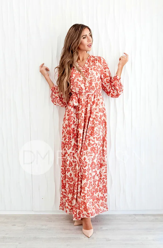 Chanel Autumn Floral Gold Stripe Maxi - DM Exclusive- Nursing Friendly- Maternity Friendly- Restocked