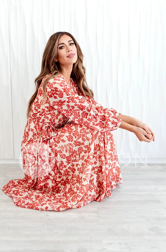 Chanel Autumn Floral Gold Stripe Maxi - DM Exclusive- Nursing Friendly- Maternity Friendly- Restocked