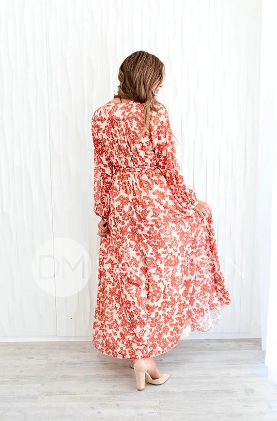 Chanel Autumn Floral Gold Stripe Maxi - DM Exclusive- Nursing Friendly- Maternity Friendly- Restocked