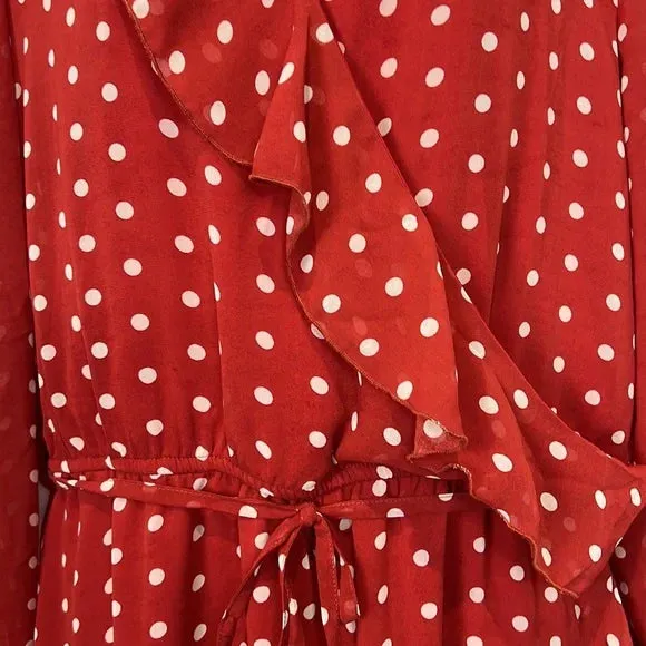 Charlie Paige Red and White Polka Dot Ruffle Dress
