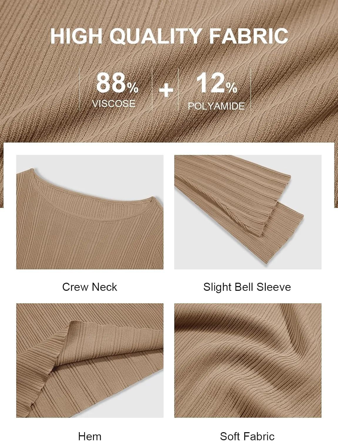 Cicy Bell Womens Bell Long Sleeve Tops Going Out Knitted Fall Pullover Lightweight Sweater Shirts