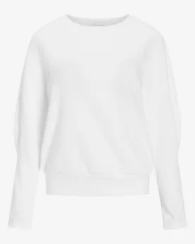Cinched Balloon Sleeve Sweatshirt in White
