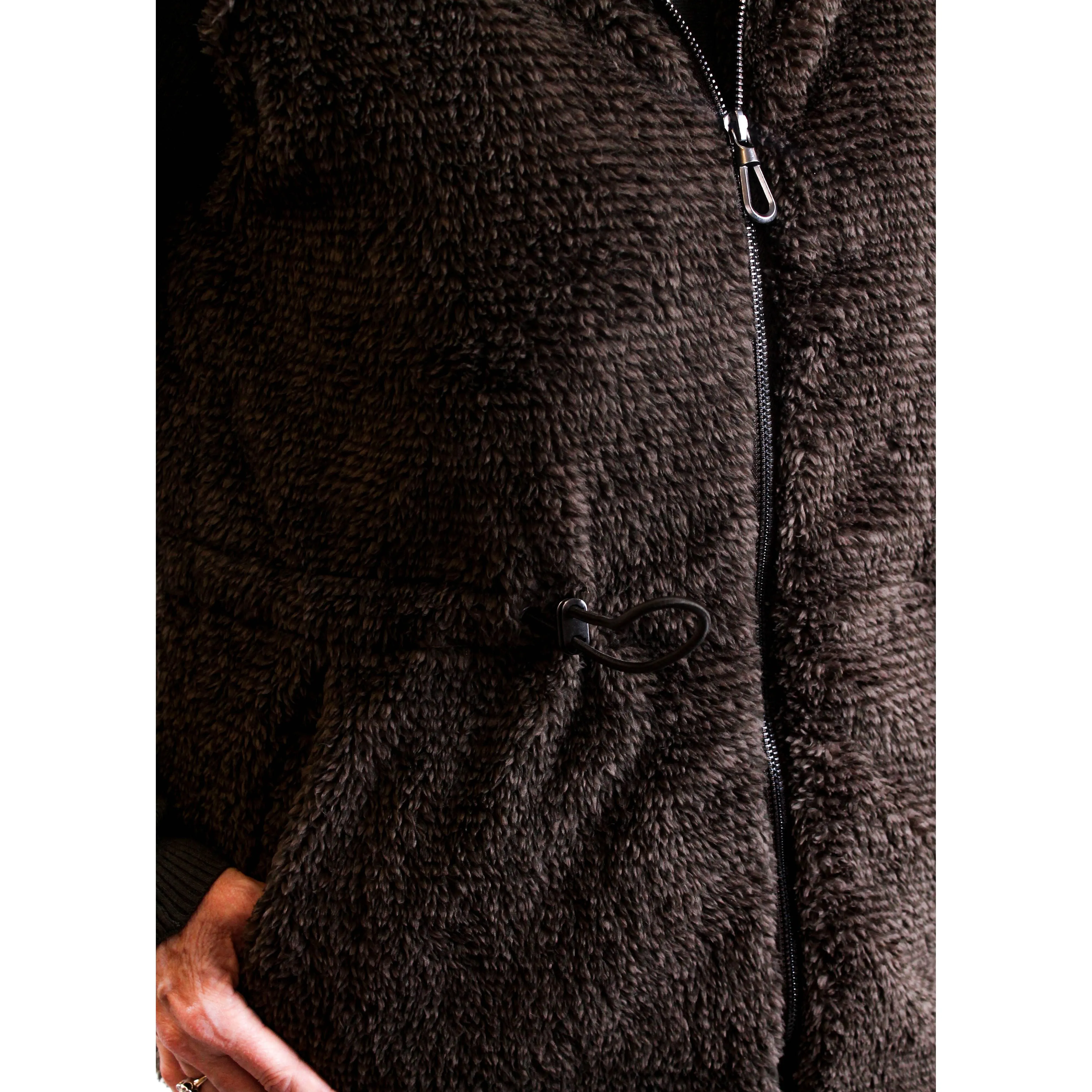 Democracy Cap Sleeve Faux Fur Vest with Zipper